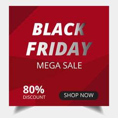 Black Friday Mega Sale Social Media Post Template Design with abstract background 