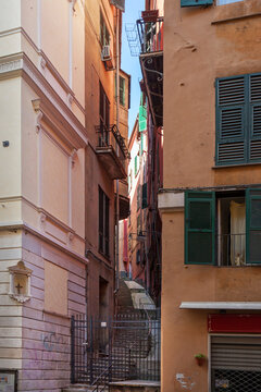 Genoa, Italy: The historic Caruggi district consists of a web of narrow dark alleys.