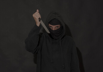 an attacker with a knife