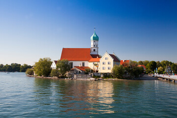 Naklejka na ściany i meble Church of St. George, Wasserburg,lake constance Bavaria, Germany, Europe