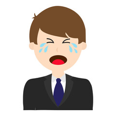 Man Avatar Bussiness Cry  Cartoon Illustration Vector