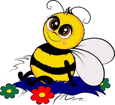 Bright cute bee cartoon.Vector illustration. 