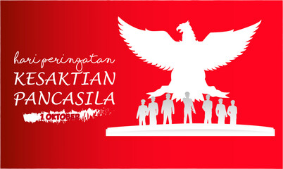Indonesian Holiday Pancasila Day Illustration. Translation: October 01st, The Teks wrote with the Indonesian Language with translation: Happy Pancasila day.