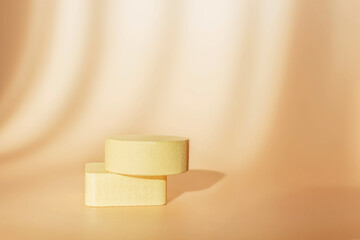 Abstract empty podium of geometric shape on pastel background for product. 3D Rendering. Minimal concept.