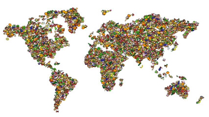 Viele Cartoon Lebensmittel als Weltkarte