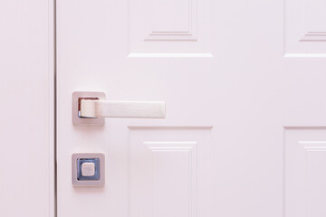 White Door to the house, door handle, copy space