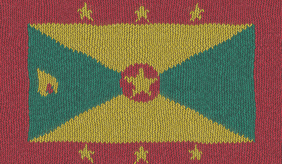 Fototapeta premium Detailed Illustration of a Knitted Flag of Grenada