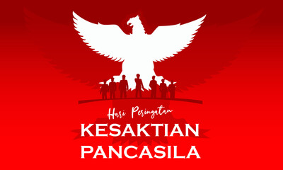 Indonesian Holiday Pancasila Day Illustration. Translation: October 01st, The Teks wrote with the Indonesian Language with translation: Happy Pancasila day.