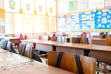 tables and chairs in restaurant