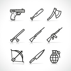 Vector weapon icons design set