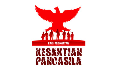 Indonesian Holiday Pancasila Day Illustration. Translation: October 01st, The Teks wrote with the Indonesian Language with translation: Happy Pancasila day.