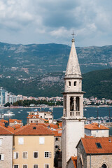 Obraz premium Budva old town tower, view from citadel. Montenegro, Europe.