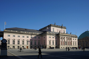 Fototapeta na wymiar Berlin, Germany_22, February 2019_Winter View of State Opera Unter den Linden(Staatsoper Unter den Linden).
