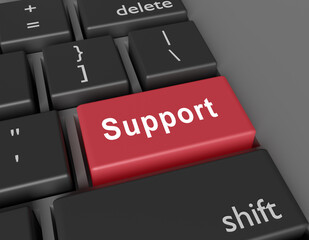 Support concept. Word Support on button of computer keyboard