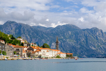 Fototapeta premium Perast, Montenegro - September 24, 2020. Perast old town, Bay of Kotor, Montenegro.