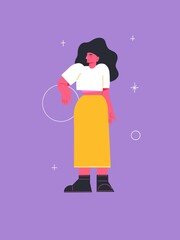 Virgo zodiac sign. Magic female characters. Hand drawn abstract graphic illustrations with zodiac astrological contemporary signs symbols collection set.Twelve astrological poster. Cartoon flat style.