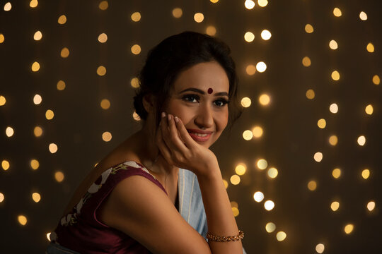 Beautiful woman enjoying the celebrations during a festival	