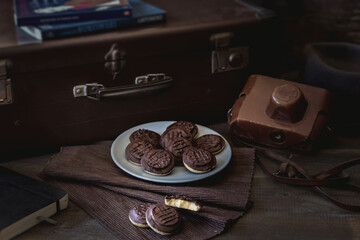 Vintage dark mood chocolate biscuits