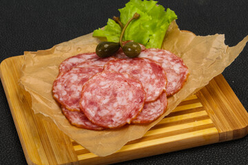 Spanish Salchichon sausage with salad