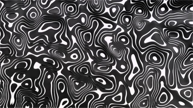 Black and white motion background. Smooth abstract background. Fractal noise striped elements on the surface.