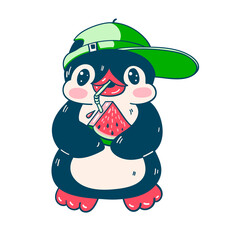Illustration with a cute penguin