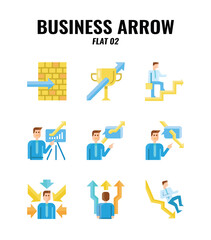 Flat icon set of business and arrows concept. icons set2