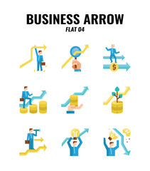 Flat icon set of business and arrows concept. icons set4