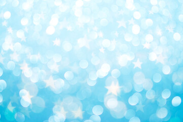 Abstract blue background with bokeh in the form of star. Holiday background.