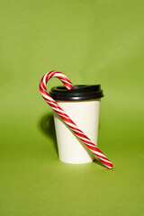 paper cup and christmas candy.