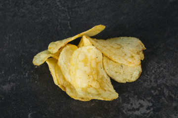 Natural potato salted chips heap