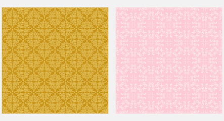 Decorative background, seamless pattern. Colors: gold, pink. Vector graphics