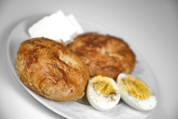 Boyoz, egg and cheese close-up details
