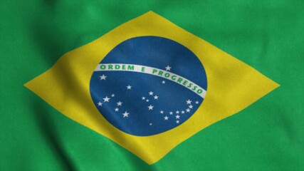 Flag of Brazil waving in the wind. 3d illustration