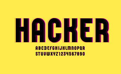 Simple font, condensed alphabet, trendy uppercase Latin letters from A to Z and Arab numbers from 0 to 9 for you designs, vector illustration 10EPS