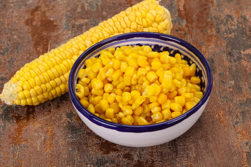 Young corn seeds in the bowl