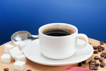 Delicious beautiful black coffee with sugar in the morning is a delight