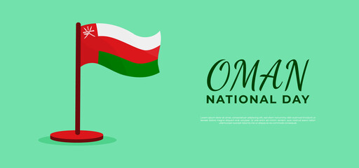 banner website greeting oman national day with flag pole