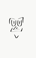 Faces of dark lines. White background. Cartoon smile.