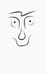 Faces of dark lines. White background. Cartoon smile.