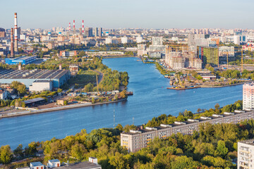 Aerial city view at evening time. Moscow. Russia.