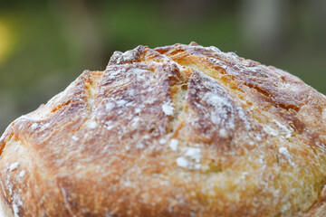 Homemade rustic natural fermentation bread. detail.