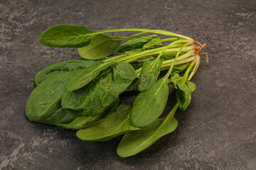 Fresh green Spinach leaves heap