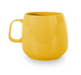 Empty plastic cup isolated on a white background.