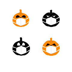 halloween pumpkin wearing masks