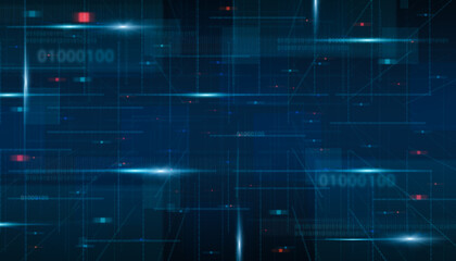 Creative Technological Binary Code Background With Abstract Fading Digits And Blurred Dots