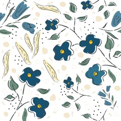 Seamless Floral Pattern. Hand Drawn. Vector Illustration