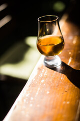 Close up shot a Glencairn whisky glass