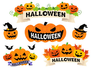 ハロウィンのかぼちゃのタイトルイラストセット