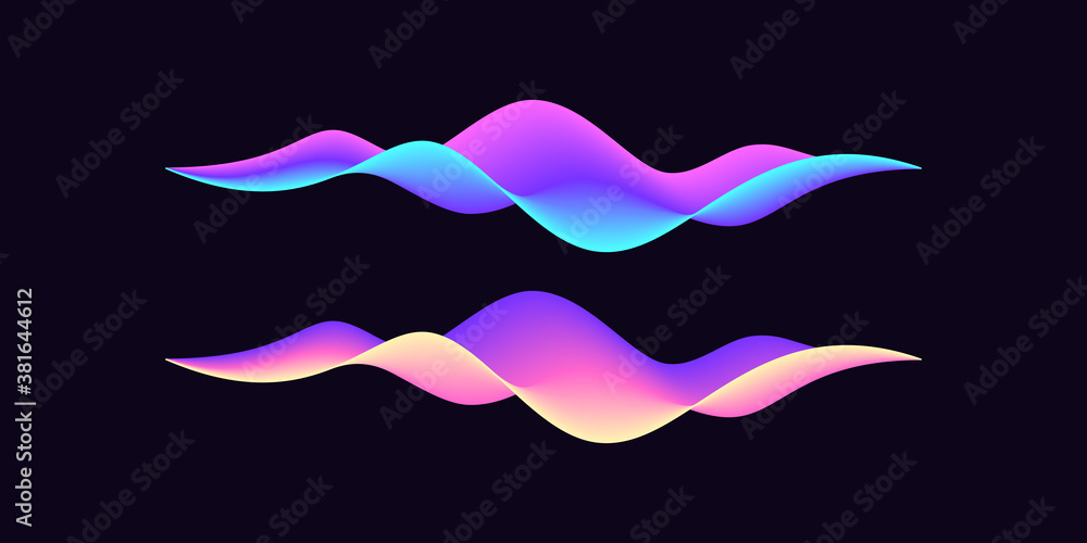 Poster abstract wave shape for voice recognition system. gradient audio wave for virtual assistant, futuris