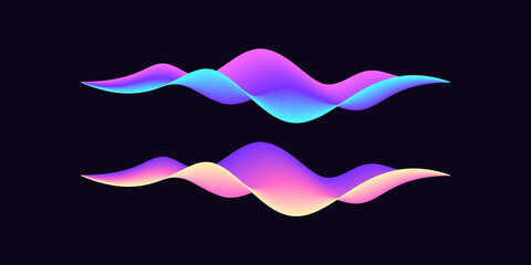 Abstract wave shape for voice recognition system. Gradient audio wave for virtual assistant, futuristic waveform